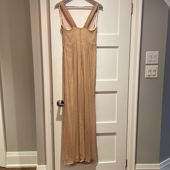Parker Black Monarch Beaded Blush/Nude Gown - Size 6 - Picture 9 of 15
